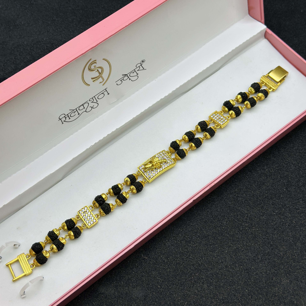 SJBRCG113 Trishul Rudraksha 2line Diamond Bracelet