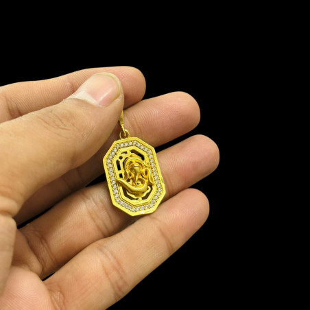 SJPNDG121 Square Ring Diamond With Ganesha and Om