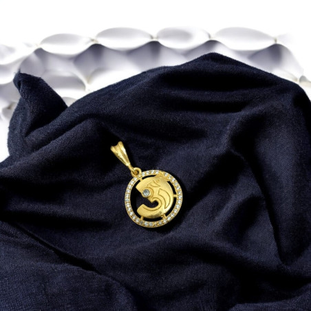 SJPNDG126 Om Round Ring Diamond Pendant
