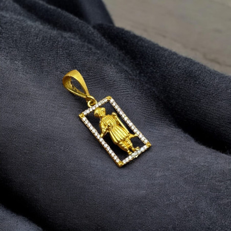SJPNDG134 Jai Jalaram Diamond Square Ring Pendant